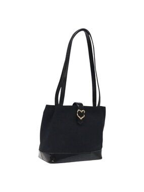 Authentic SAINT LAURENT Shoulder Bag Canvas Black Gold